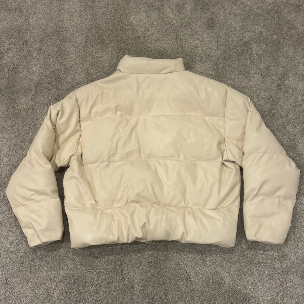 MOTHER The Drop Pillow Talk Puffer Jacket vegan leather white ecru size large - Picture 8 of 16